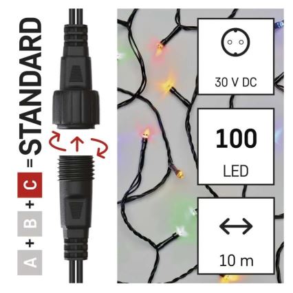 Guirlande de Noël extérieure 100xLED/10m IP44 multicolore