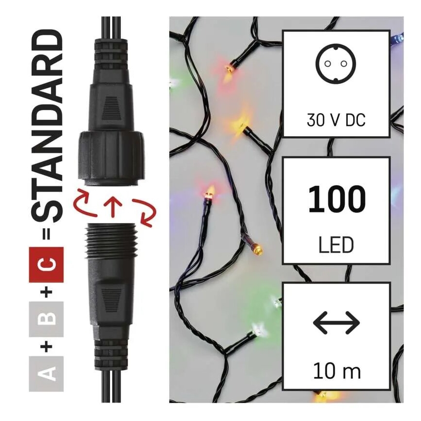 Guirlande de Noël extérieure 100xLED/10m IP44 multicolore