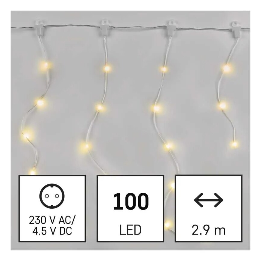 Guirlande de Noël extérieure 100xLED/8 fonctions 7,9x0,7m IP44 blanc chaud