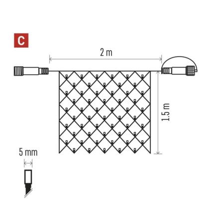 Guirlande de Noël extérieure 160xLED/2x1,5m IP44 blanc chaud