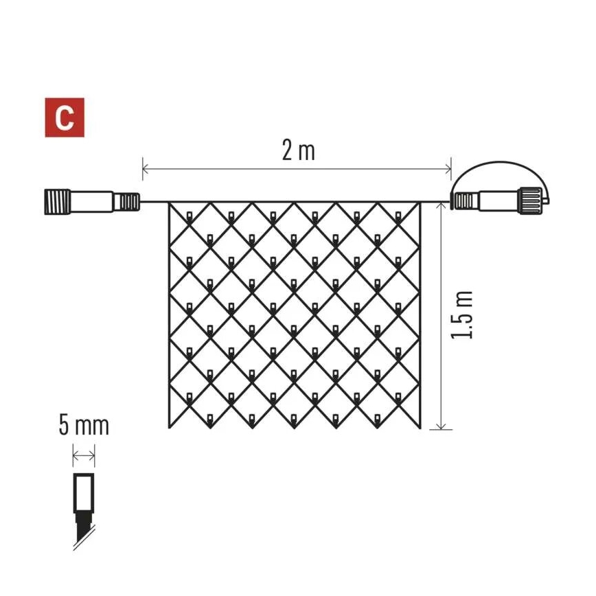 Guirlande de Noël extérieure 160xLED/2x1,5m IP44 blanc chaud