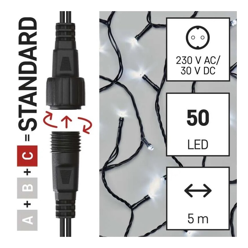 Guirlande de Noël extérieure 50xLED/5m IP44 blanc froid