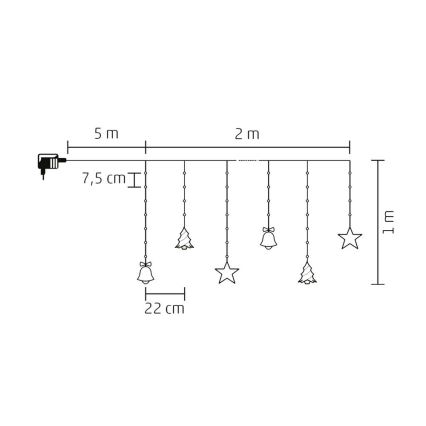 Guirlande de Noël extérieure LED 186xLED 7m IP44 blanc froid