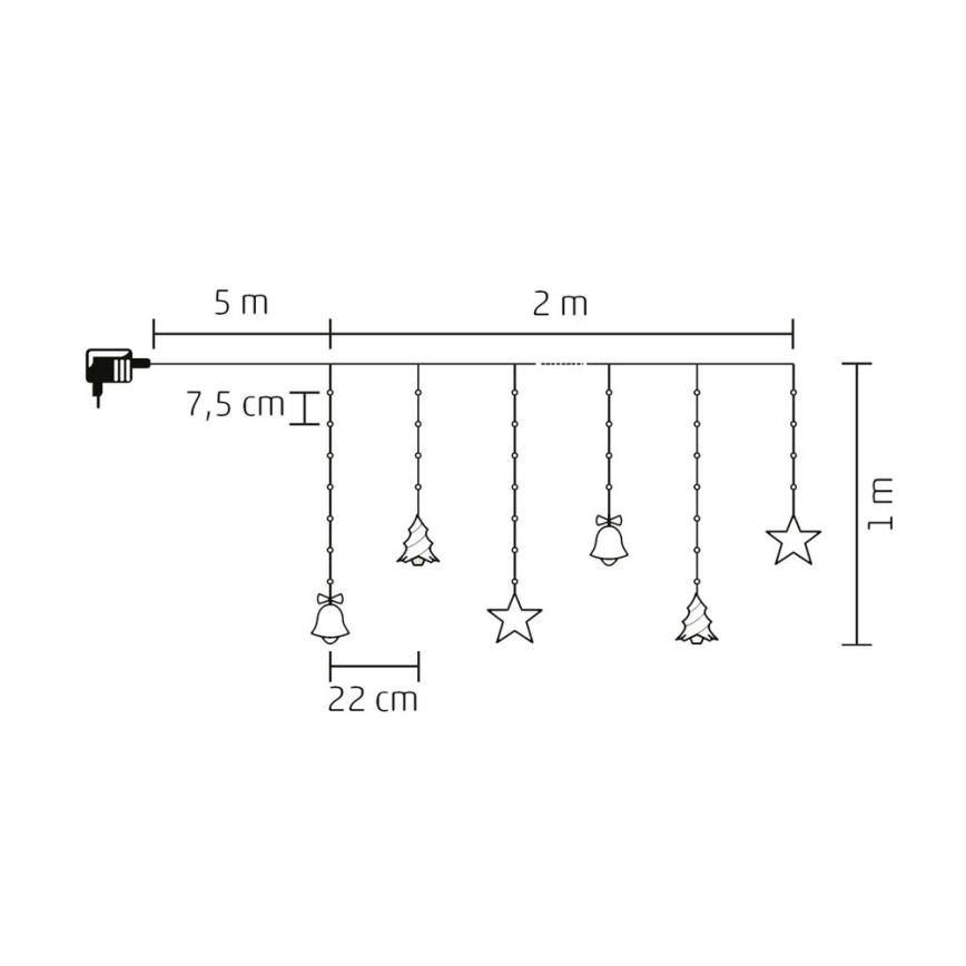 Guirlande de Noël extérieure LED 186xLED 7m IP44 blanc froid