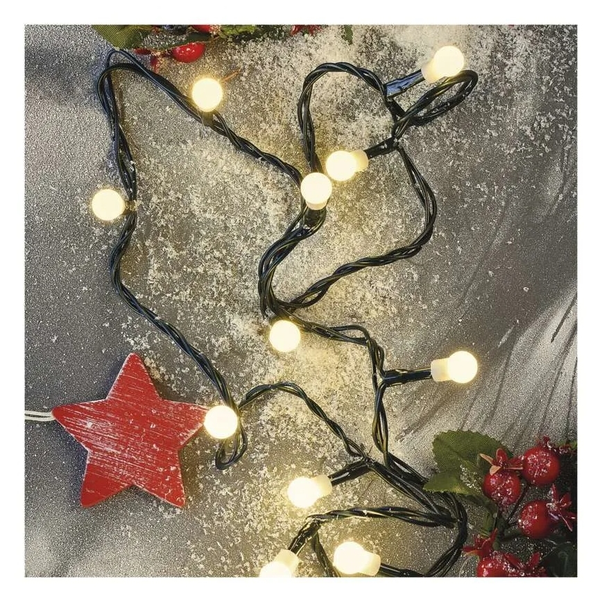 Guirlande de Noël LED, 80 lampes LED, 230 V, 8 fonctions, 13 m, IP44, blanc chaud