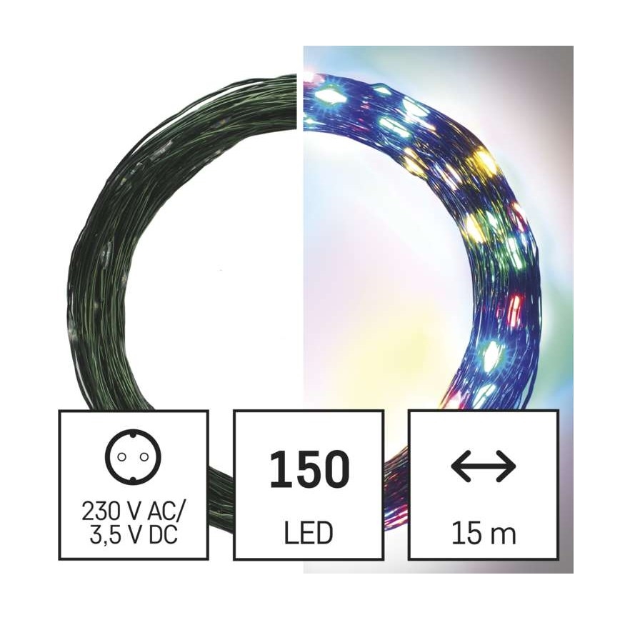 Guirlande de Noël LED d'extérieur 150×LED / 20 m IP44 multicolore