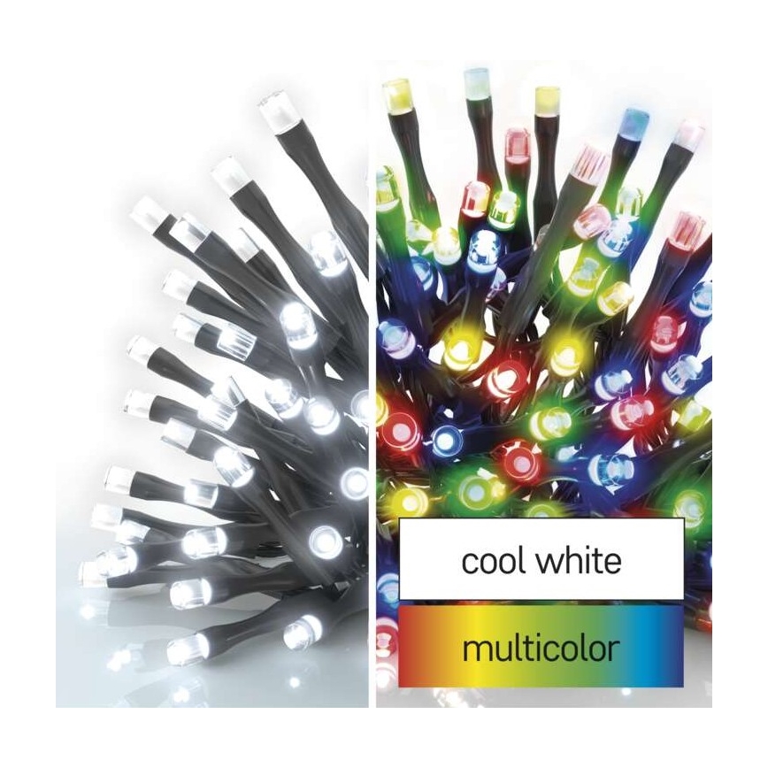 Guirlande de Noël LED extérieur 100xLED/8 modes 15m IP44 blanc froid/multicolore