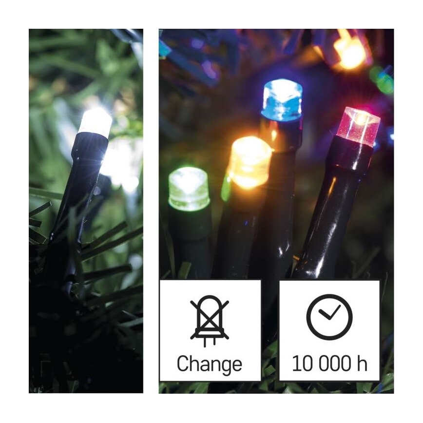 Guirlande de Noël LED extérieur 100xLED/8 modes 15m IP44 blanc froid/multicolore