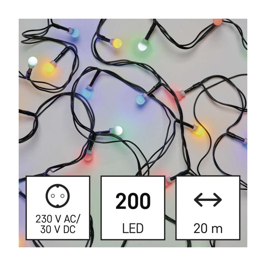 Guirlande de Noël LED extérieur 200xLED/8 modes 25m IP44 multicolore