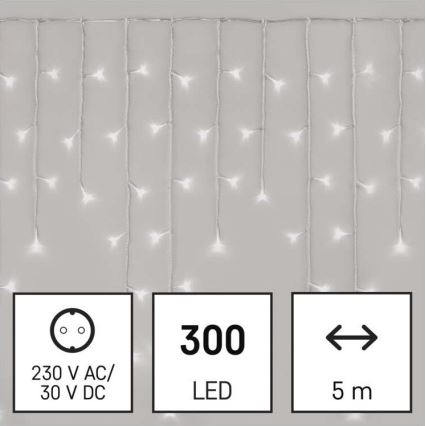 Guirlande de Noël LED extérieur 300xLED/8 modes10m IP44 blanc froid + télécommande