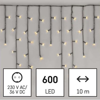 Guirlande de Noël LED extérieur 600xLED/8 modes 15m IP44 blanc chaud