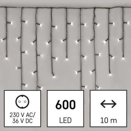 Guirlande de Noël LED extérieur 600xLED/8 modes 15m IP44 blanc froid