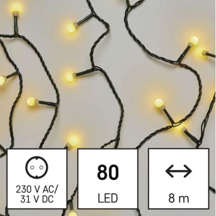 Guirlande de Noël LED extérieur 80xLED/13m IP44 blanc chaud