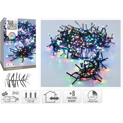 Guirlande de Noël LED extérieure 768xLED/230V/8 fonctions 8,5 m IP44 multicolore