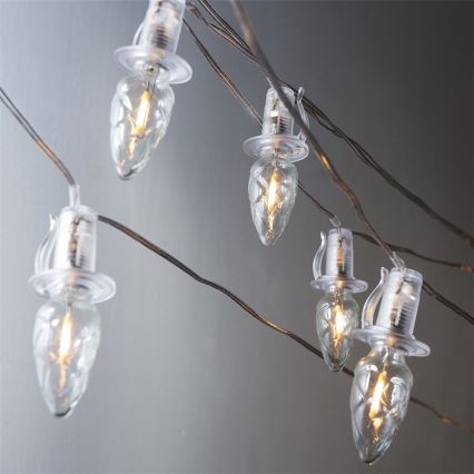 Guirlande de Noël LED extérieure CONE FILAMENT 20xE10 19m transparent/blanc chaud IP44, Made in the EU
