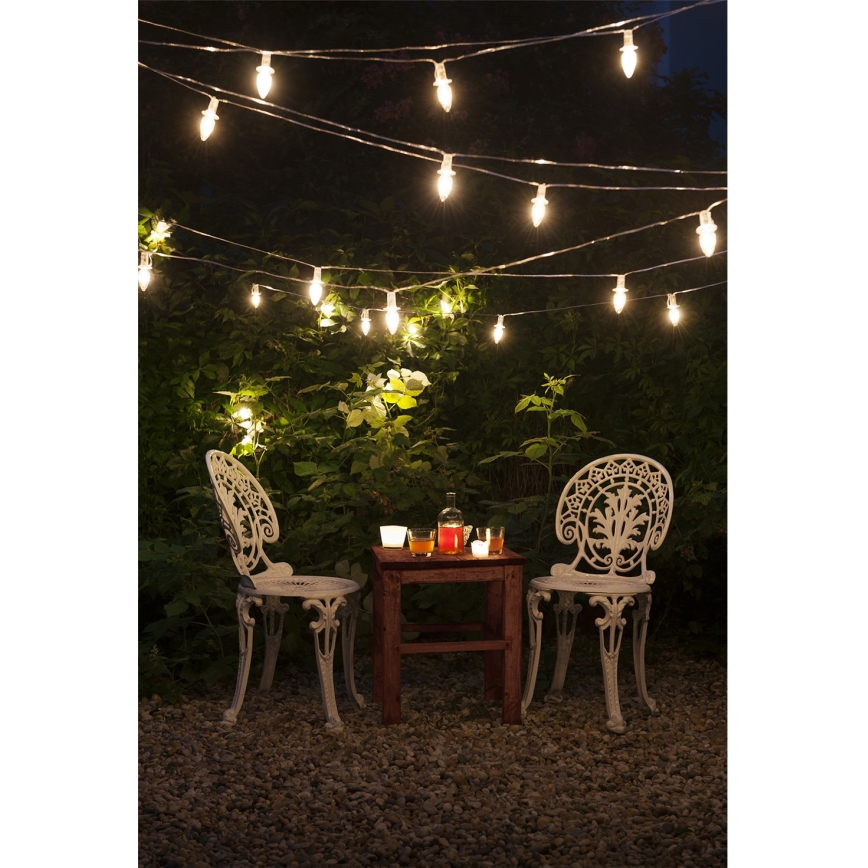 Guirlande de Noël LED extérieure CONE FILAMENT 20xE10 19m transparent/blanc chaud IP44, Made in the EU
