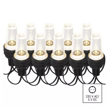 Guirlande de Noël LED pour extérieur 10xLED/9,5 m IP44 blanc froid
