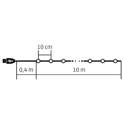 Guirlande de Noël LED RVB à intensité variable 100xLED/29 fonctions 10,4m