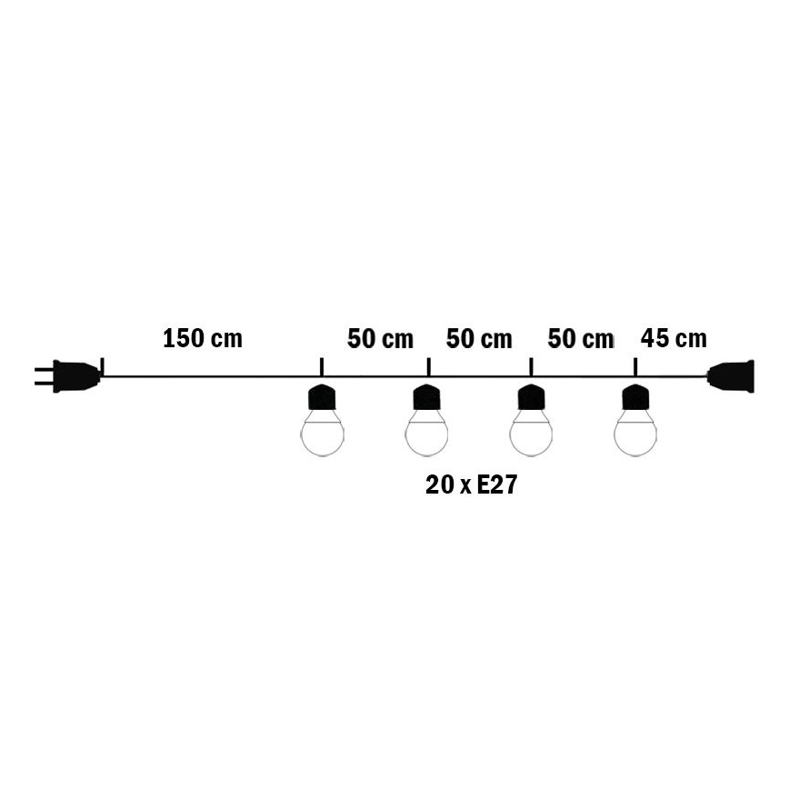 Guirlande décorative d'extérieur MIMOSA 20xE27/1,3W/230V IP44 10m