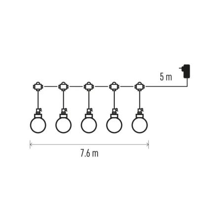Guirlande décorative extérieure 20xLED/12,6m IP44 blanc chaud
