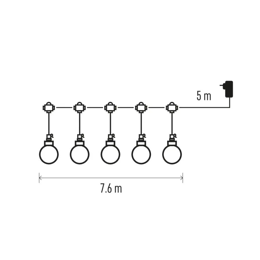 Guirlande décorative extérieure 20xLED/12,6m IP44 blanc chaud