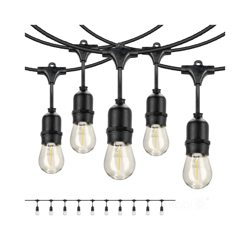 Guirlande décorative extérieure BAJA ST64 10xE27/1W/230V 10,9m IP44 blanc chaud