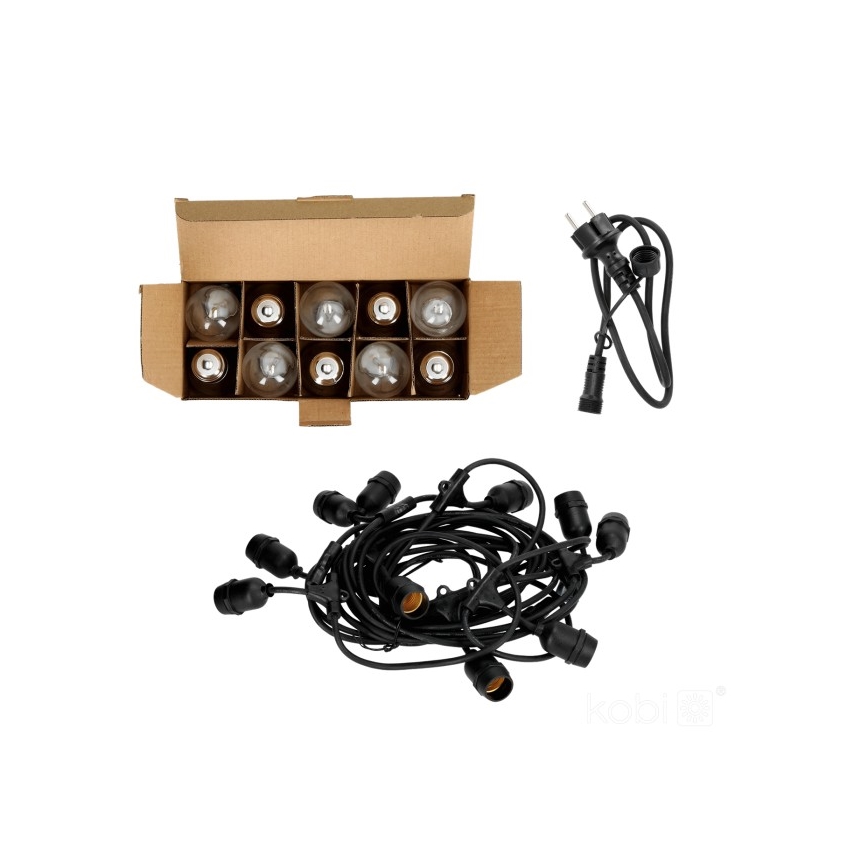 Guirlande décorative extérieure BAJA ST64 10xE27/1W/230V 10,9m IP44 blanc chaud