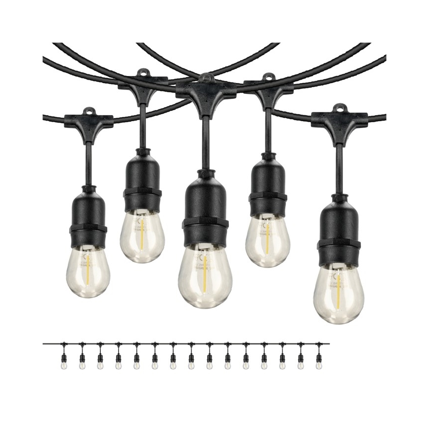 Guirlande décorative extérieure BAJA ST64 15xE27/1W/230V 15,9m IP44 blanc chaud
