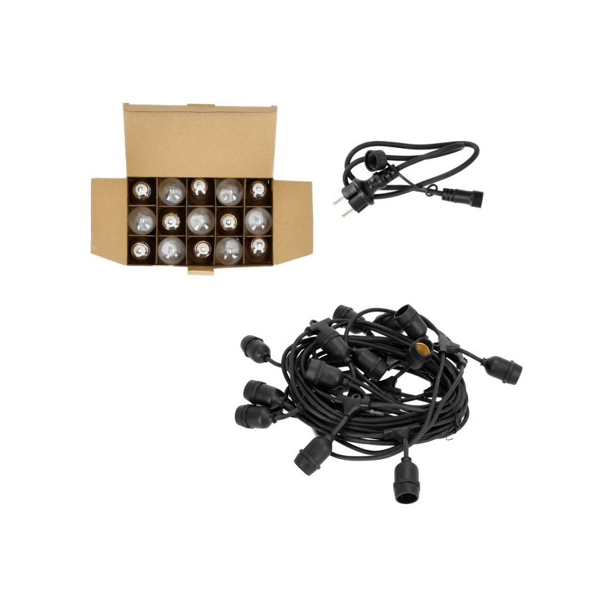 Guirlande décorative extérieure BAJA ST64 15xE27/1W/230V 15,9m IP44 blanc chaud