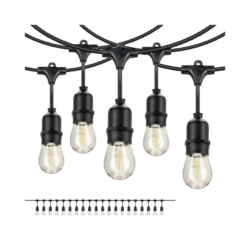 Guirlande décorative extérieure BAJA ST64 20xE27/1W/230V 10,9m IP44 blanc chaud