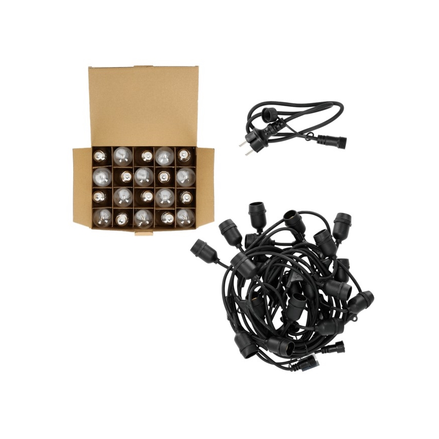 Guirlande décorative extérieure BAJA ST64 20xE27/1W/230V 10,9m IP44 blanc chaud