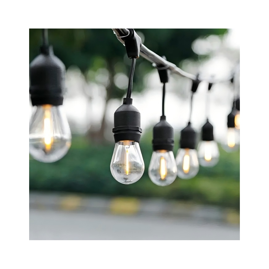 Guirlande décorative extérieure LED 20xE27/1W/230V 10 m IP65 noir