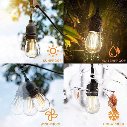 Guirlande décorative extérieure LED 20xE27/1W/230V 10 m IP65 noir
