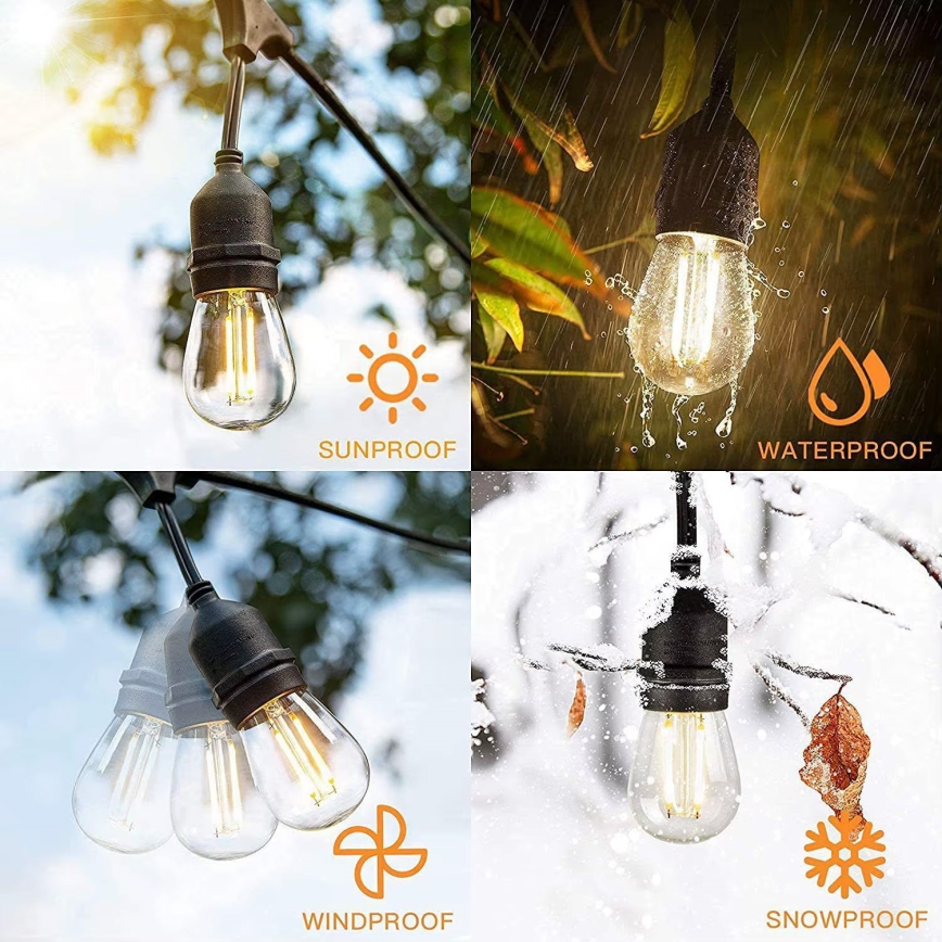 Guirlande décorative extérieure LED 20xE27/1W/230V 10 m IP65 noir