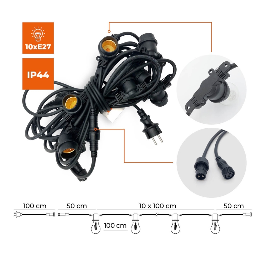 Guirlande décorative extérieure MIMOSA 10xE27/1,3W/230V IP44 10 m