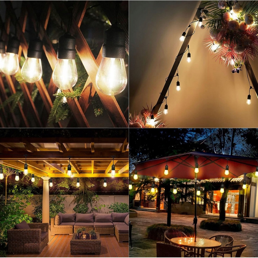 Guirlande décorative LED d'extérieur 10xE27/1W/230V 10,94 m IP44 noire