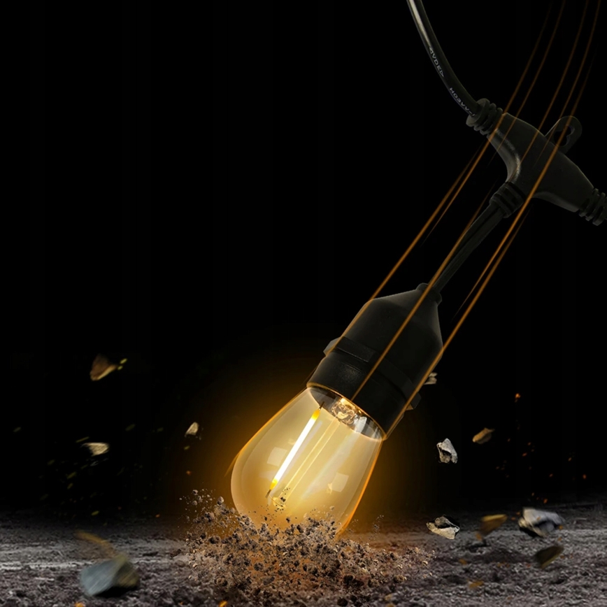 Guirlande décorative LED d'extérieur 10xE27/1W/230V 10,94 m IP44 noire