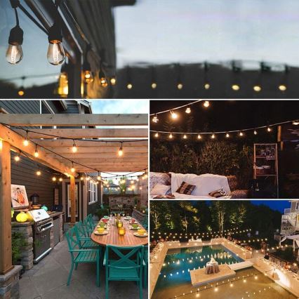 Guirlande décorative LED d'extérieur 5xE27/1W/230V 5,94 m IP44 noire