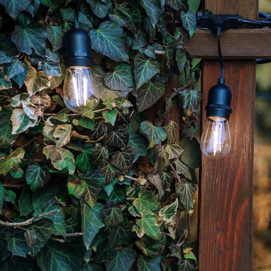 Guirlande décorative LED d'extérieur 5xE27/1W/230V 5,94 m IP44 noire