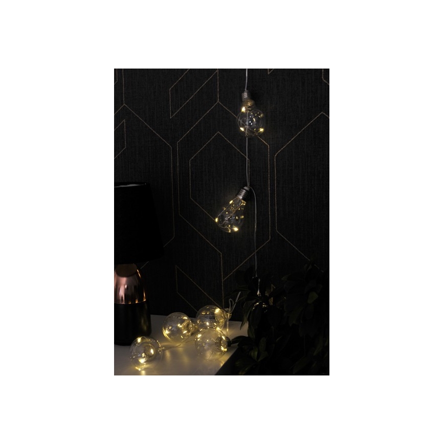 Guirlande décorative LED SMOLDER 2,1 m — 10 LED, fonctionne avec 2 piles AA