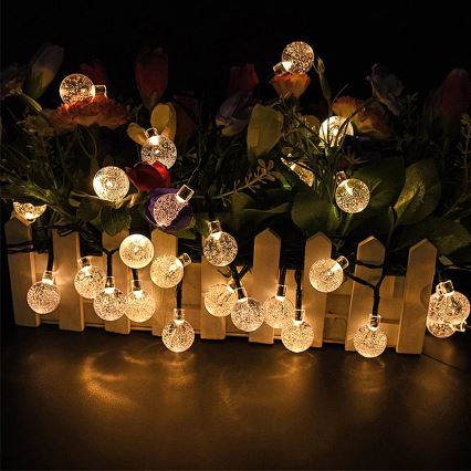 Guirlande décorative solaire BUBBLE 50xLED/8 fonctions 7m IP65 blanc chaud 600 mAh