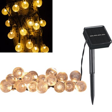 Guirlande décorative solaire BUBBLE GLASS 20xLED/8 fonctions 4,85 m 600 mAh IP44 blanc chaud