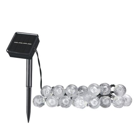 Guirlande décorative solaire BUBBLE GLASS 20xLED/8 fonctions 4,85 m 600 mAh IP44 blanc chaud