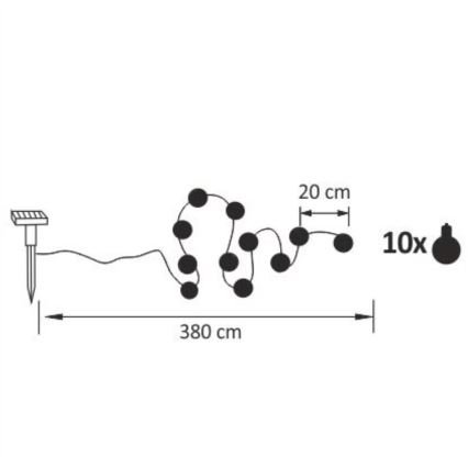 Guirlande décorative solaire LED/1,2V 300 mAh 3,8 m IP44
