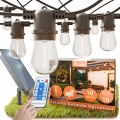 Guirlande décorative solaire LED à intensité variable 10xE27/0,3W/3/5V USB 2400 mAh 10,62 m IP65 noire + télécommande