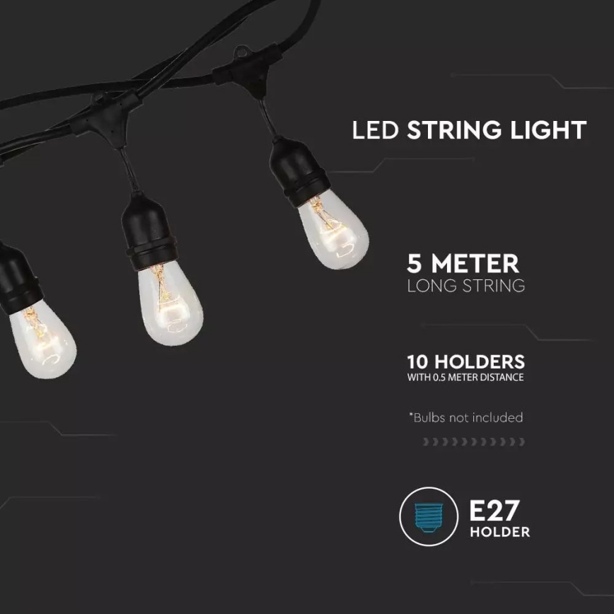 Guirlande d'extérieur STRING 5m 10xE27/40W/230V IP54