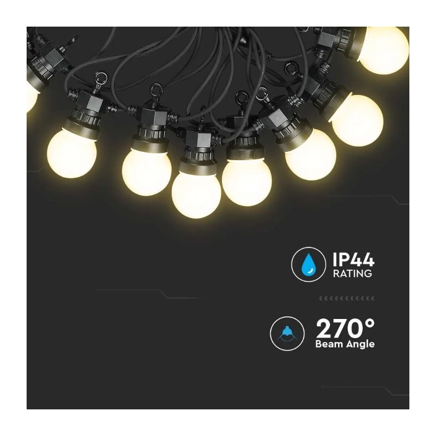 Guirlande extérieure STRING 10m 20xLED/0,5W/24/230V 3000K IP44