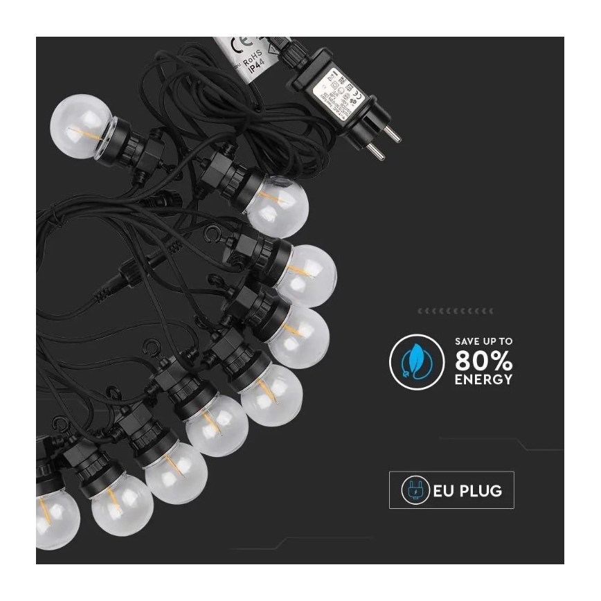 Guirlande extérieure STRING 5m 10xLED/0,4W/24/230V 3000K IP44