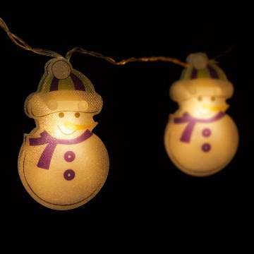 Guirlande LED 10xLED/2xAA, 1,35 m, blanc chaud, motif bonhomme de neige