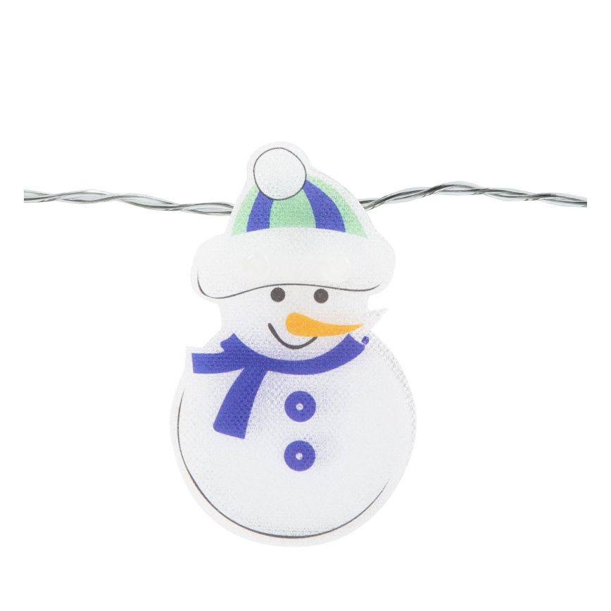 Guirlande LED 10xLED/2xAA, 1,35 m, blanc chaud, motif bonhomme de neige